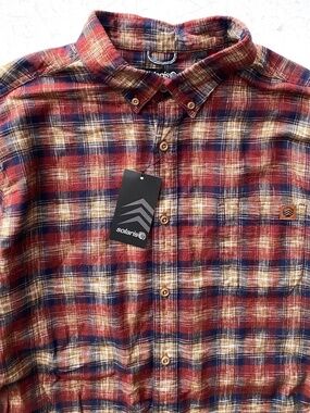 Solaris Shirt Wine Blue Shaded Check Long Sleeve Button Down Flannel Cotton